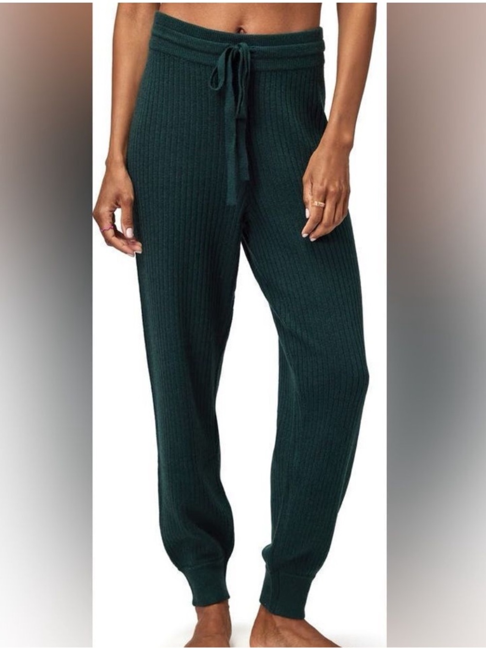 Spiritual Gangster Luxe Essential Rib Joggers Dark Green
